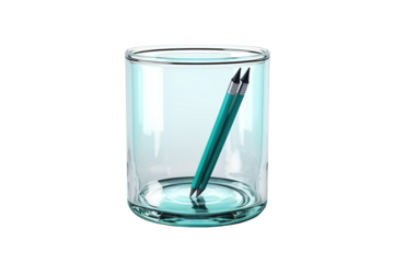Captivating Clear Glass Holder With Two Stylish Pens in Soft Light on White or PNG Transparent Background.