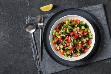 Turkish Shepherd Salad, Coban Salatasi in a bowl