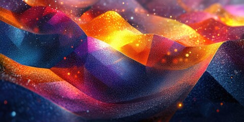 Abstract Glittering Wavy Surface with Vibrant Colors