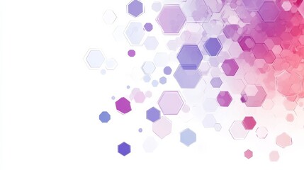 Gradient Effects Purple, and Pink Shades, hexagons from left to right in the middle of a white on background