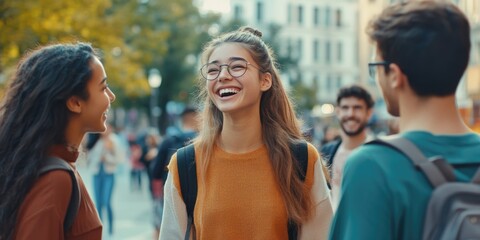 Fototapeta premium Young People Walking Down Street