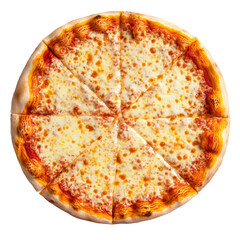 Pizza margarita top view isolated on white background