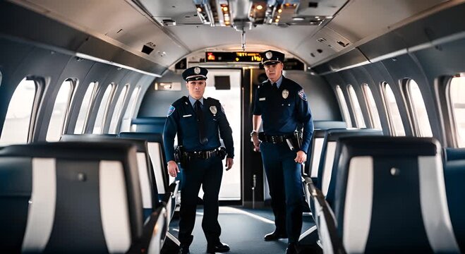 Police officer on a plane.