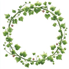 Fototapeta premium Green Ivy Wreath with Berries
