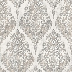 Fototapeta premium Seamless pattern of vintage lace patterns in antique white and silver
