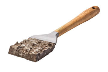 Creative Artisan Using Rustic Tool to Sculpt Clay in Outdoor Workshop at Sunset on White or PNG Transparent Background.