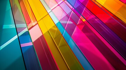 Fototapeta premium Vibrant neon geometric abstraction with cascading lines captured in realistic photography