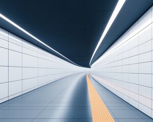 Obraz premium A modern, sleek tunnel design with bright lighting and smooth curves, perfect for conveying innovation and futuristic concepts.