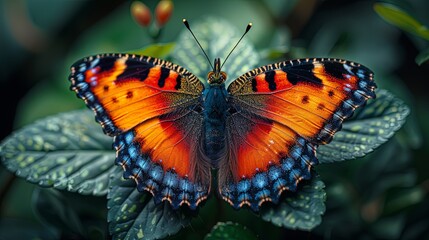 Naklejka premium A close-up of a beautiful butterfly butterfly on a flower