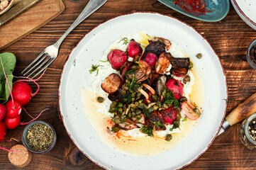 Radish piccata, vegetable piccata.