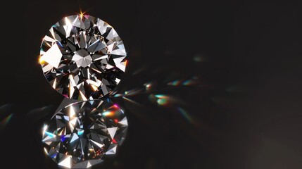 Black diamond light reflects its brilliance on a black background.