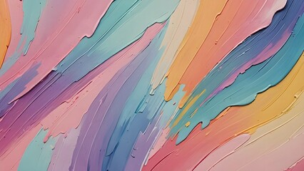 Fototapeta premium Vibrant Abstract Paint Swirls - A colorful, textured abstract painting featuring vibrant swirls of pink, blue, and orange hues