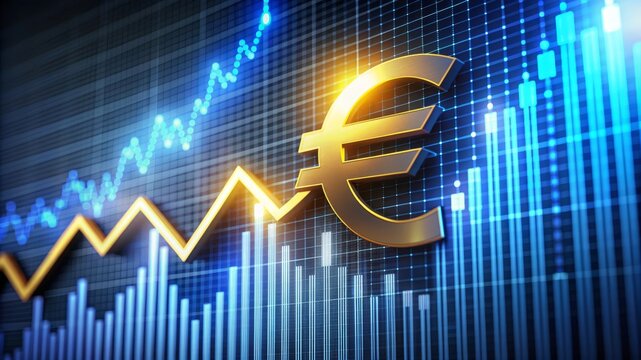 Euro Currency Rising Up on Financial Chart.
