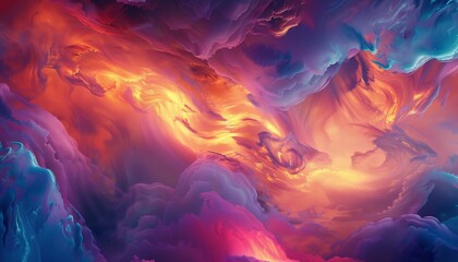 Morphing Cloud Formations in Rich, Saturated Colors, Dynamic and Fluid, Swirls and Billows Suggesting Movement