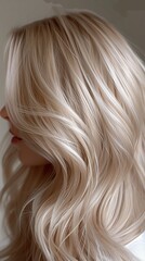 Naklejka premium a close-up image showcasing the light beige hair color texture smooth and luxurious