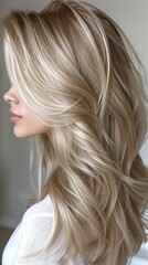 Obraz premium a close-up image showcasing the light beige hair color texture smooth and luxurious