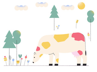 Cow grazing in a pasture