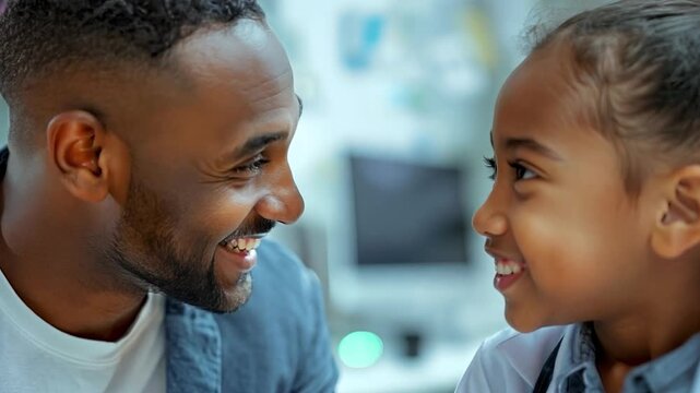 An optometrist explaining how to care for contact lenses to a young patient, emphasizing education in eye care.