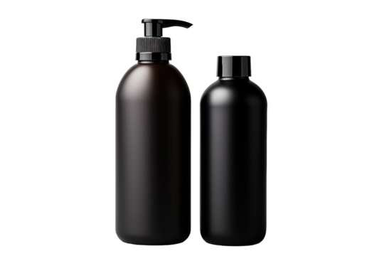 Elegant Display of Sleek Dark Containers in a Modern Setting on a Bright Day on White or PNG Transparent Background.