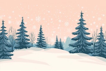 Fototapeta premium Winter landscape with snow-covered pines under starry sky