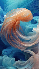 Abstract colorful flowing fabric background. Digital illustration resembling a jellyfish or underwater scene.
