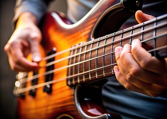 Obraz premium person playing bass guitar with hand put on string