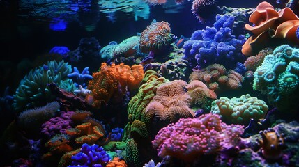 Naklejka premium Vibrant Coral Reef Ecosystem Under Water