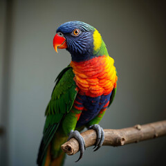 Naklejka premium Rainbow Lorikeet Perched on a Branch