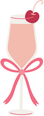 Rose Wine Glass with Cherry
