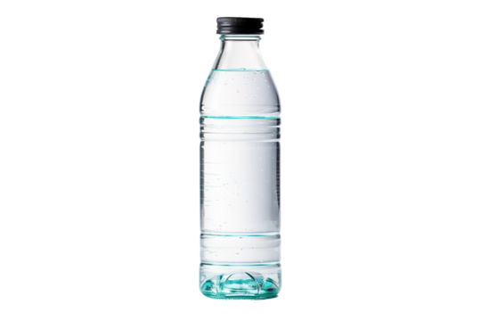 Refreshing Bottle of Clear Water Captured in Studio Lighting Against a Minimalist Background on White or PNG Transparent Background.