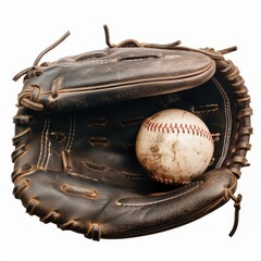 Catching the Game: Baseball Glove Snags Ball in Isolated Setting