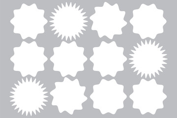 Set of sale sticker, price tag, starburst, quality mark, sunburst badges, retro stars. Flat vector design elements. Starburst speech bubbles or attention grabber set