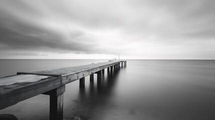 Naklejka premium Solitude on a Wooden Pier