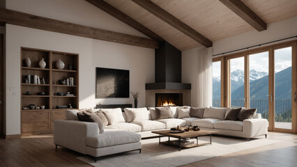 Living Room in a Luxury Alps Villa