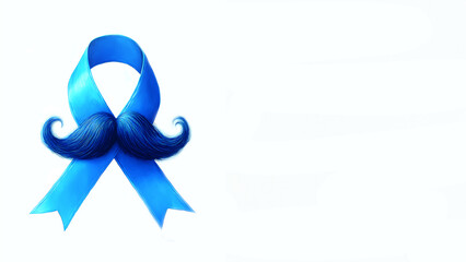 mustache and blue ribbon - symbols of movember. november is prostate cancer awareness and fight month. no shave november.