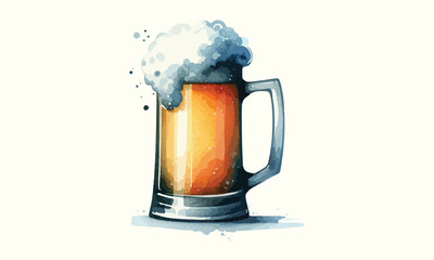 beer mug, free drink, watercolor mugs of beer, alcohol drinks, hand drawn, watercolor mugs of beer