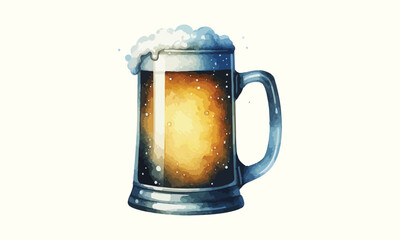 beer mug, free drink, watercolor mugs of beer, alcohol drinks, hand drawn, watercolor mugs of beer