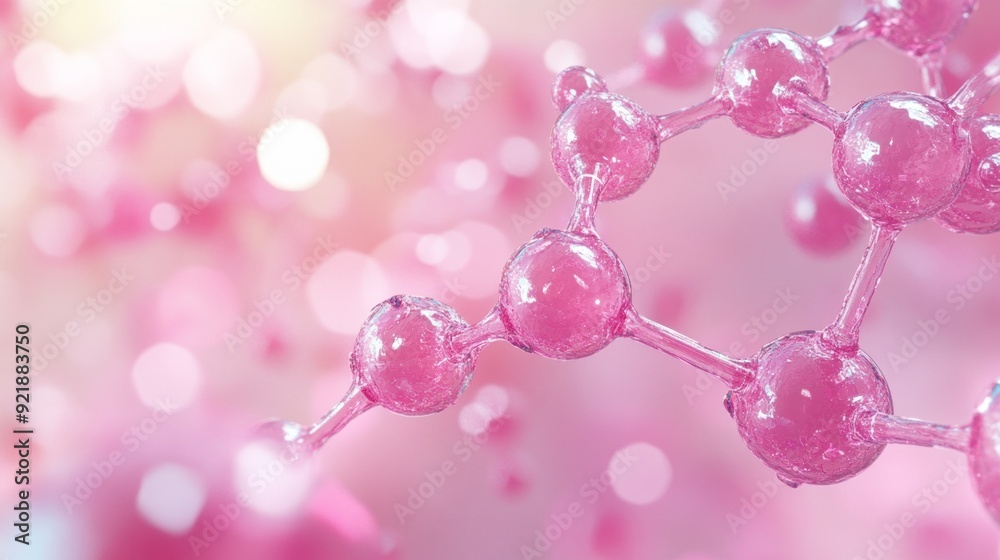 Poster pink spheres are arranged in a pattern that resembles a molecule