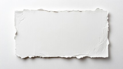 Torn white paper with a rough texture on a white background.