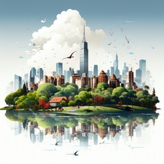 Obraz premium Minimalistic Illustration of Nairobi's Iconic Urban Skyline