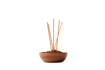 Delicate Incense Sticks Emanating Fragrant Aromas in Serene Indoor Setting on White or PNG Transparent Background.