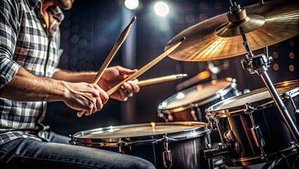 Close-up of a musician's hands playing the drums , musician, drumsticks, percussion, instrument, performance, music, rhythm
