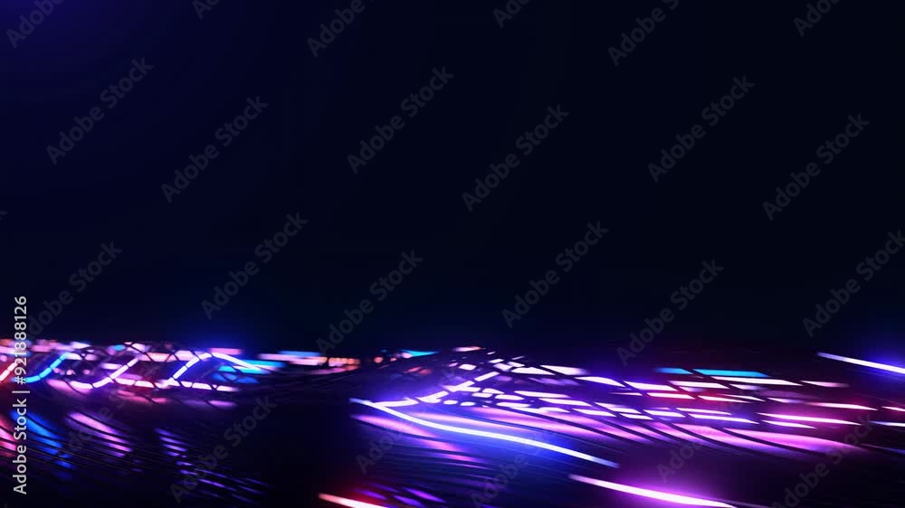 Wall mural colorful energy particles flowing, technology data flow visualization, abstract 4k vj loop loop moti