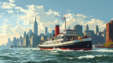 Boat Journey with a Stunning Big City Skyline in View