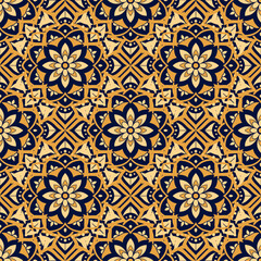 Seamless pattern illustration in traditional style - like Portuguese tiles.