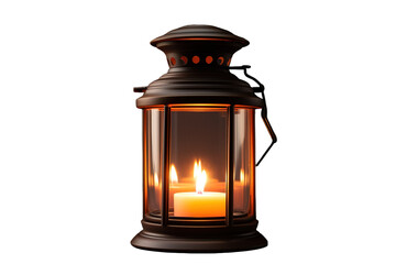 Enchanting Lantern Illuminates Warm Glow on a Cozy Evening at Home in Autumn on White or PNG Transparent Background.