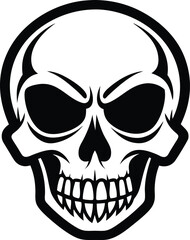 Skull in retro vintage style Vector illustration