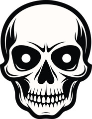 Skull in retro vintage style Vector illustration