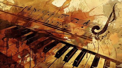 & radio, music, music key notes , graphic novel style ,generative ai