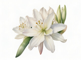 Fototapeta premium Tuberose flowers watercolor , white flower